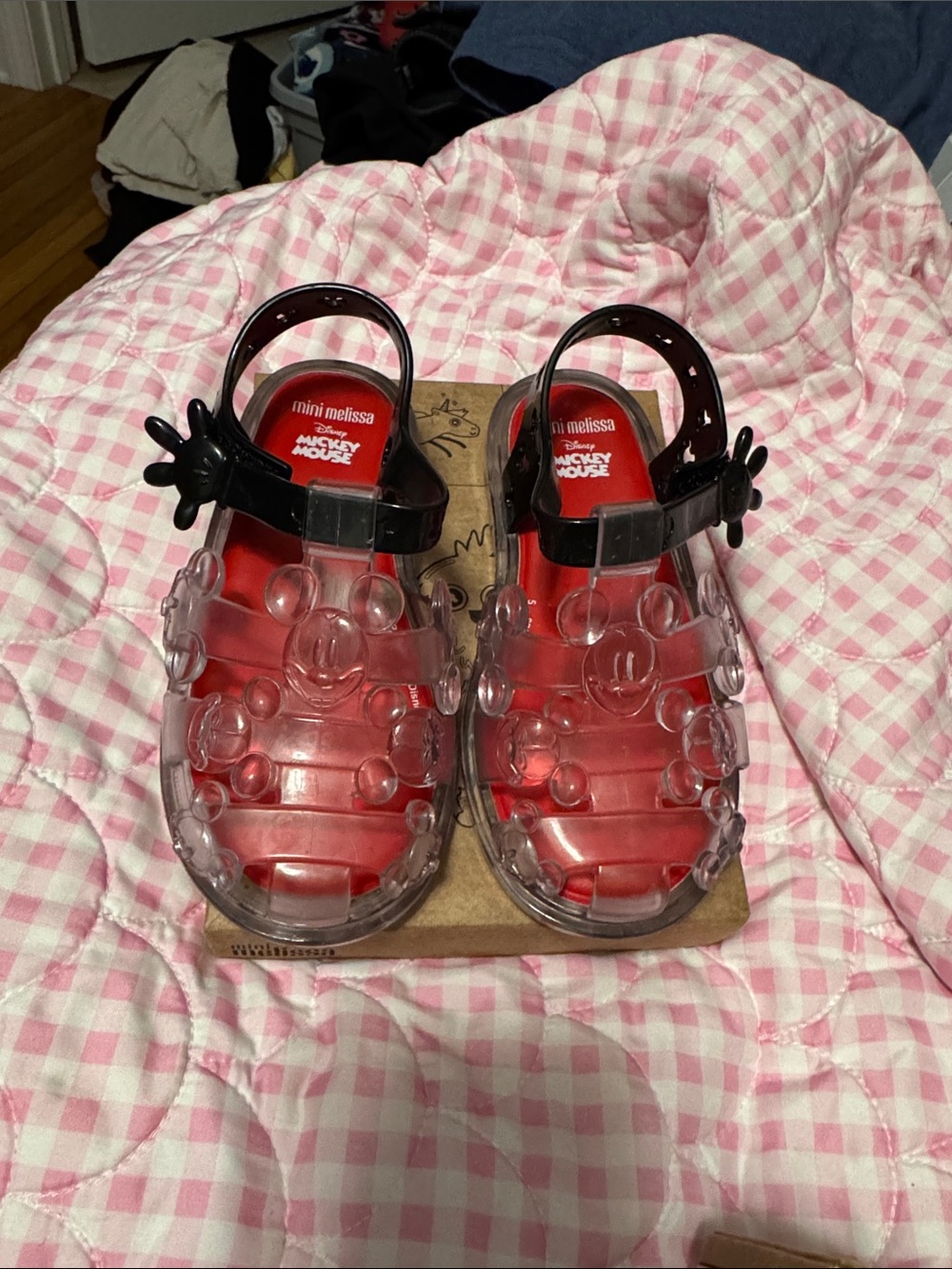 Mini Melissa x Mickey Mouse Kids Clear Pink Jelly Sandals size 10 kids
